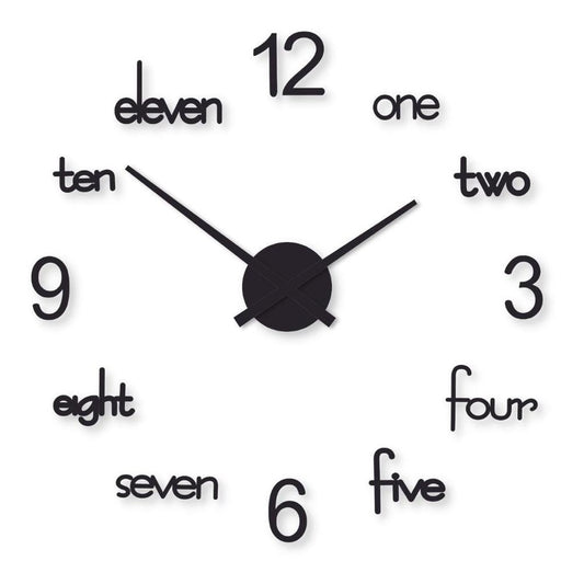 Modern Minimalist Wall Clock 24x24 Black | Stylish Laser Cut Home & Office Wall Decor Clock