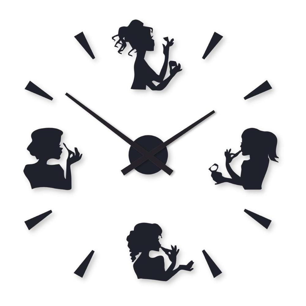 Modern Black Silhouette Wall Clock 24x24 Inch | Laser Cut Wall Clock for Home & Office Decor