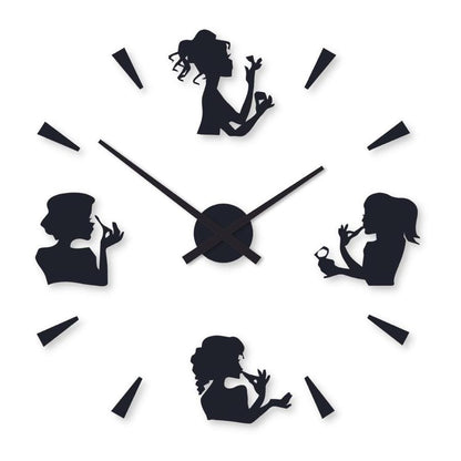 Modern Black Silhouette Wall Clock 24x24 Inch | Laser Cut Wall Clock for Home & Office Decor