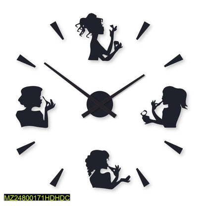 Modern Black Silhouette Wall Clock 24x24 Inch | Laser Cut Wall Clock for Home & Office Decor