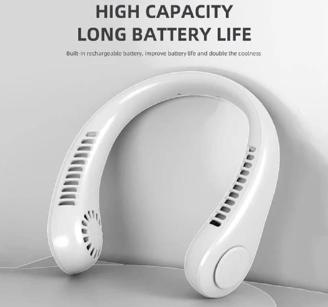 Portable Bladeless Neck Fan 360° Cooling – USB Rechargeable Hands-Free Mini Fan (Summer Essential Pakistan)