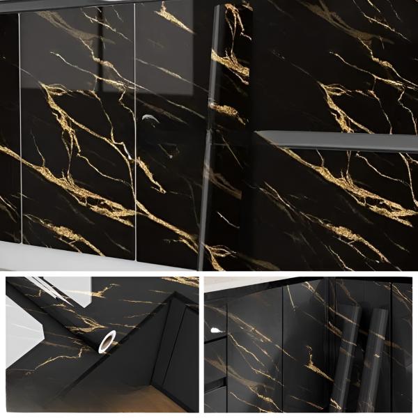 Black Gold Marble Wall Sheet 60x200cm Sticker