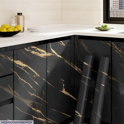 Black Gold Marble Wall Sheet 60x200cm Sticker