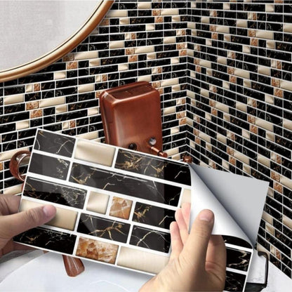 Self-Adhesive Marble Wall Stickers Black Gold 7x4.5 Inch | Waterproof Peel & Stick Wall Tiles for Kitchen & Bathroom Decor