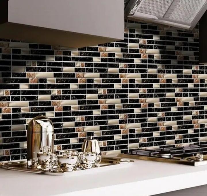 Self-Adhesive Marble Wall Stickers Black Gold 7x4.5 Inch | Waterproof Peel & Stick Wall Tiles for Kitchen & Bathroom Decor