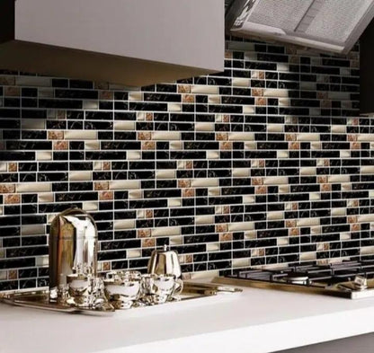 Self-Adhesive Marble Wall Stickers Black Gold 7x4.5 Inch | Waterproof Peel & Stick Wall Tiles for Kitchen & Bathroom Decor