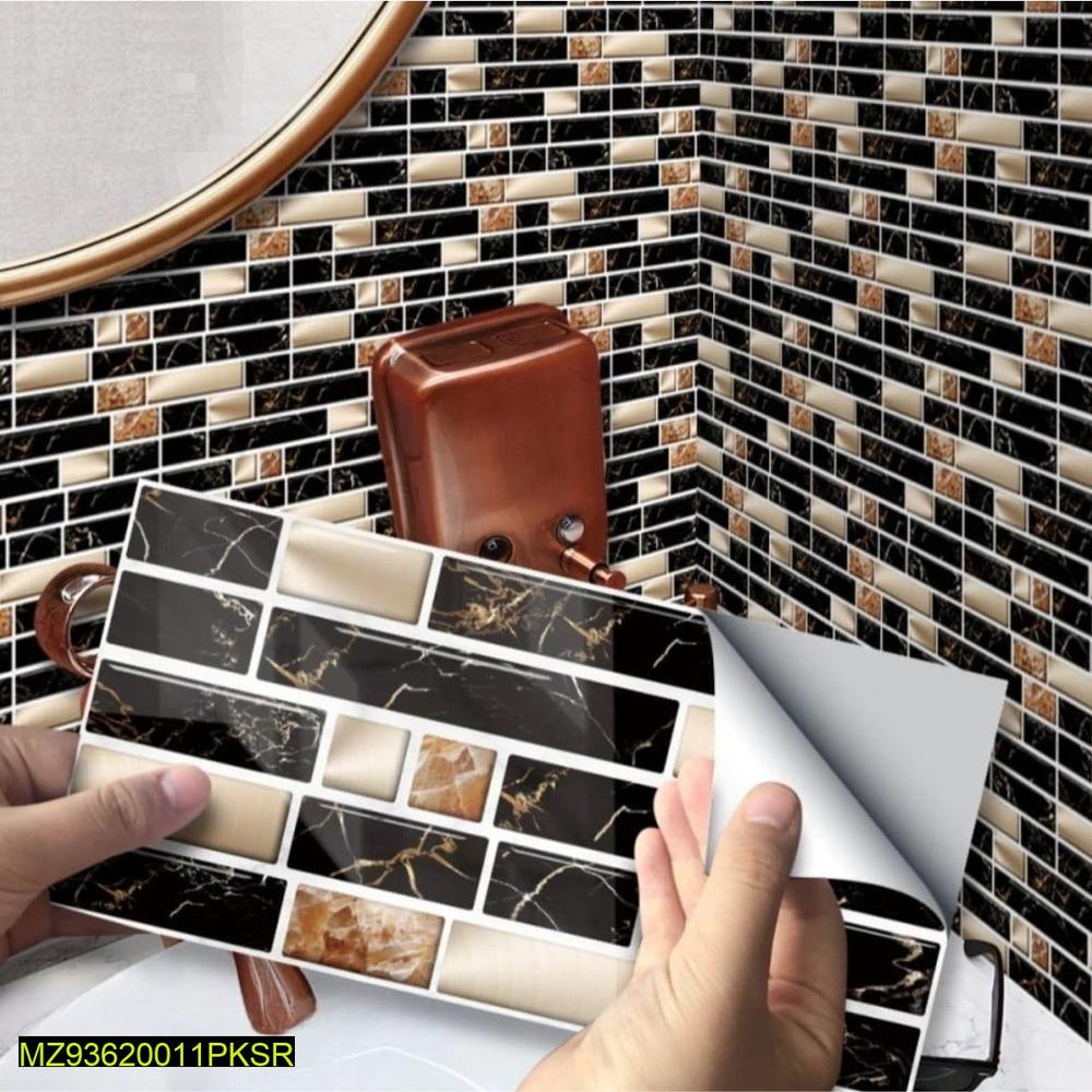 Self-Adhesive Marble Wall Stickers Black Gold 7x4.5 Inch | Waterproof Peel & Stick Wall Tiles for Kitchen & Bathroom Decor