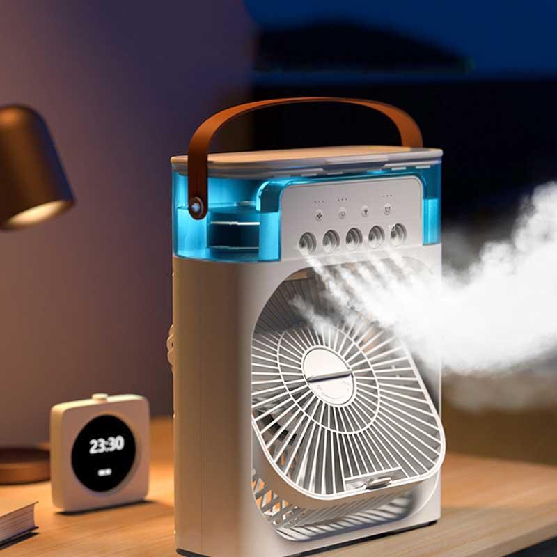 Multi-Function 10 Inch Portable Air Cooler Fan with Humidifier Mist & LED Light – High Velocity Mini Air Conditioner for Home & Office