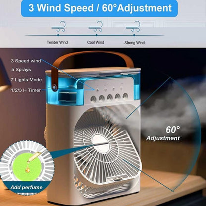 Multi-Function 10 Inch Portable Air Cooler Fan with Humidifier Mist & LED Light – High Velocity Mini Air Conditioner for Home & Office