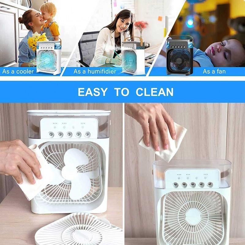 Multi-Function 10 Inch Portable Air Cooler Fan with Humidifier Mist & LED Light – High Velocity Mini Air Conditioner for Home & Office