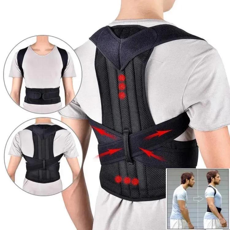 Posture Corrector Belt Black Adjustable Cloth Mesh – Back Shoulder Support Brace Pakistan