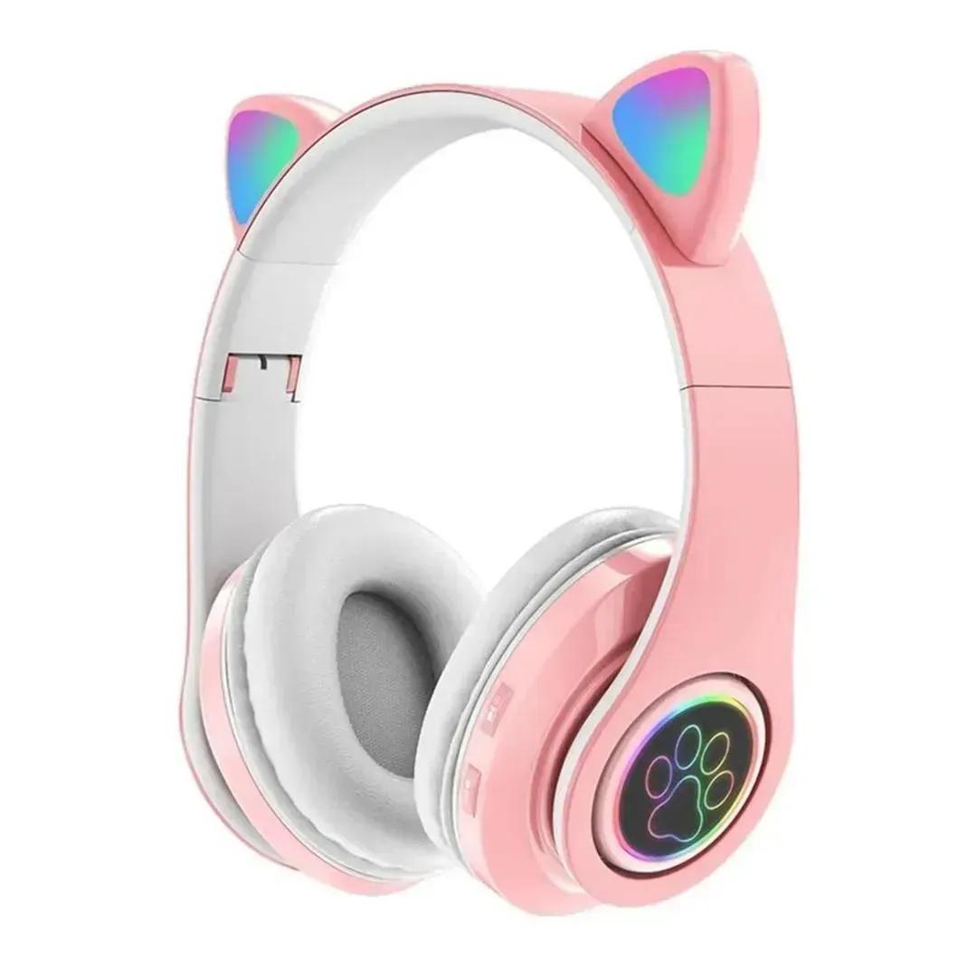 Cat Ear LED Wireless Headphones for Teens – RGB Light Bluetooth Cute Gaming Headset