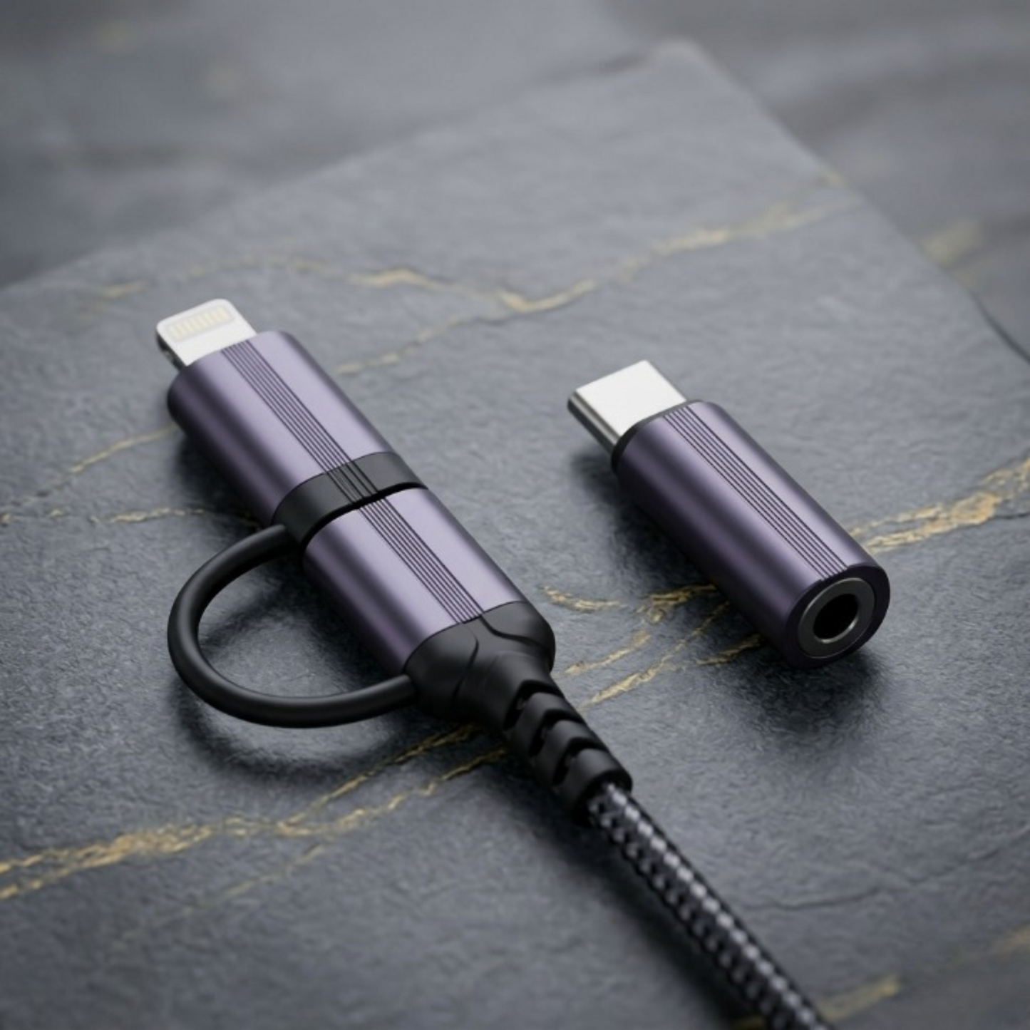 2-in-1 Type-C & Lightning to 3.5mm Headphone Jack Adapter for iPhone & Android