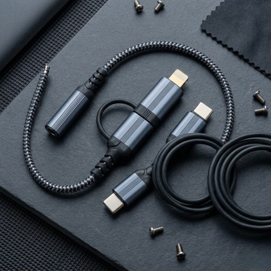 2-in-1 Type-C & Lightning to 3.5mm Headphone Jack Adapter for iPhone & Android