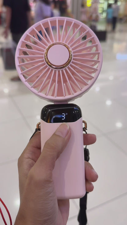 Rechargeable Hand Fan with LED Display | 5 Speed Portable Mini Fan for Kids, Travel & School Use