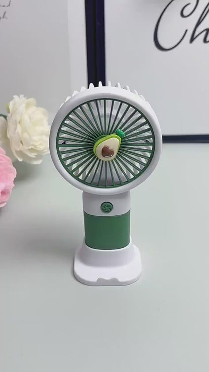 Rechargeable Mini Handy Fruit Character Fan Portable USB Cooling Fan Cute Design Handheld Fan for Kids and Travel (Random Color)