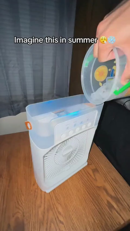 Multi-Function 10 Inch Portable Air Cooler Fan with Humidifier Mist & LED Light – High Velocity Mini Air Conditioner for Home & Office