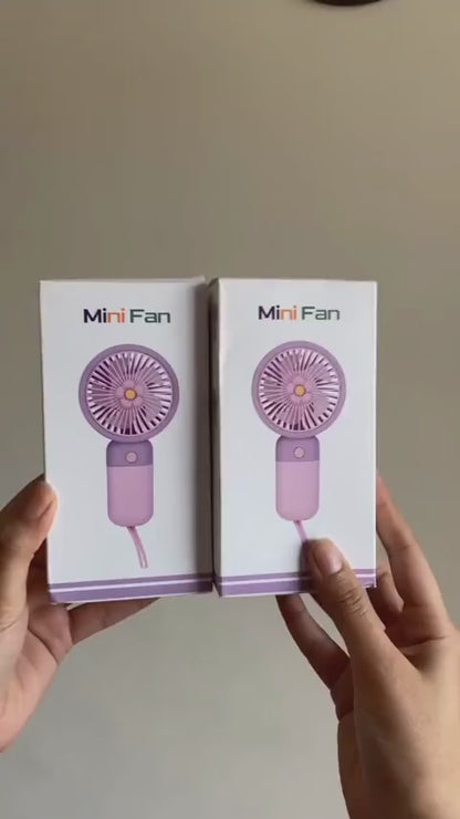 Mini Rechargeable Hand Fan 3 Speed with Stand for Kids